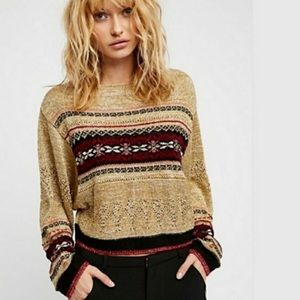 NWT Free People Ski Lake Fair Isle One Shoulder Sweater XS